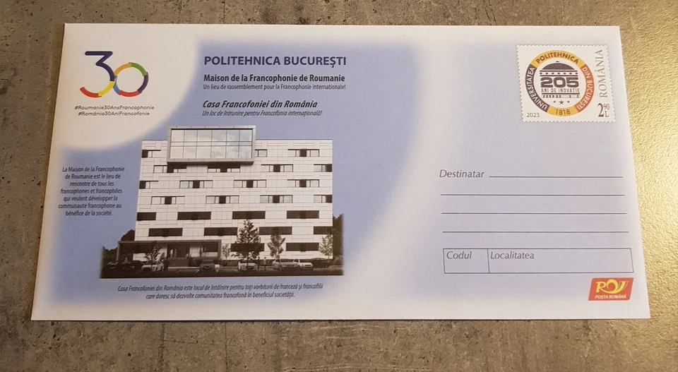 ROMANIA BUCAREST POLITÉCNICO ENTIER CUBIERTA POSTAL PAPELERÍA Foto 1 de 1
