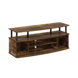 Furinno TV Stand 47.24" Wood Amber Pine/Black w/ 4-Shelves + Cable Management - Picture 1 of 6