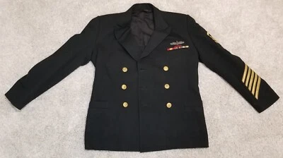Marina de los Estados Unidos USN Naval Militar Rayas Doradas Patriota Prendedores Servicio Vestido Abrigo Chaqueta Foto 1 de 4