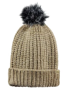 New! D&Y Warm Knit Chenille Cuffed Style Beanie with Cute Faux Fur Pom Finish - Picture 1 of 30