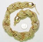 Dazzling Bold Thick Fabric Mesh & Book Chain Braid Statement Necklace, Goldtone