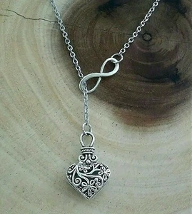 Infinity Love Heart Forever Charm Silver Lariat Style Necklace - Picture 1 of 1