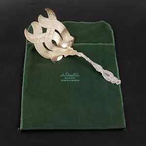 Forchetta da portata vintage in argento sterling con asparagi lavati oro 10" 171 grammi - Foto 1 di 12