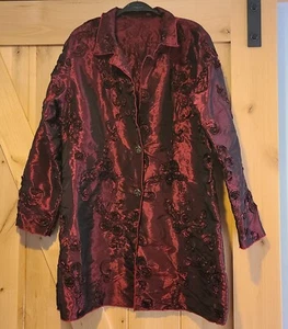 Giacca lunga vintage taglia XL 3D raso nastro floreale gotico forrest fata stempunk vamp - Foto 1 di 15