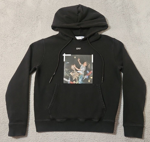 OFF WHITE Felpa con cappuccio uomo Off White stampa Pascal slim scheletro bianco e nero freccia taglia media