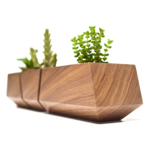 R. DESIGN HOUSE Handmade MID CENTURY Modern BOXCAR WOOD PLANTER 3pc SET Designer - Picture 1 of 11