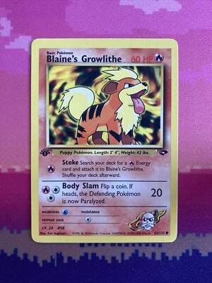 Pokemon Card Blaine's Growlithe Gym Challenge 1st Edition 62/132 Near Mint - Image 1 of 2