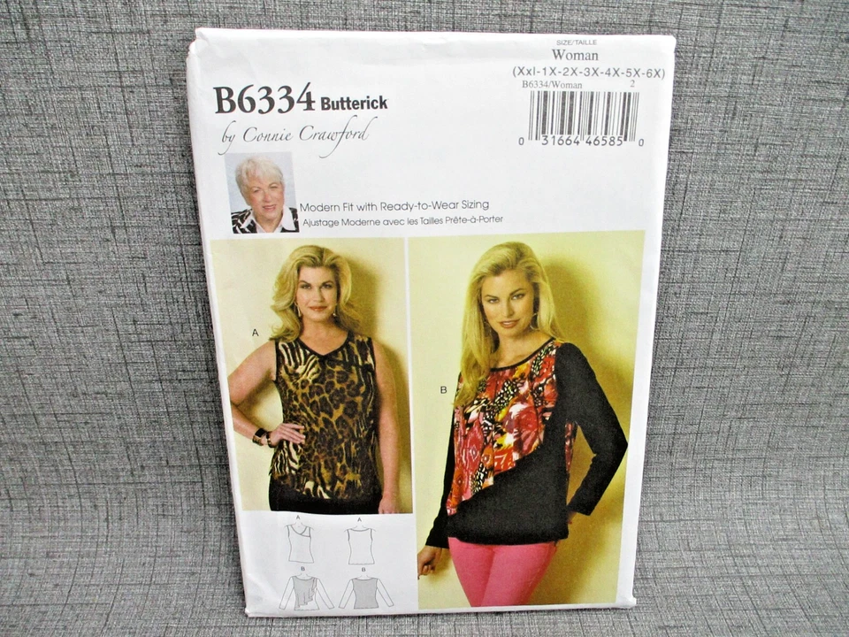 Butterick Sewing Pattern B6334 Sz 1X-6X Connie Crawford Top Tunic Shirt UNCUT - Image 1 of 4