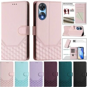 Grid Leather Wallet Phone Case For OPPO Reno 11F 12 Pro A58 A78 A79 A38 A60 A80 - Picture 1 of 41
