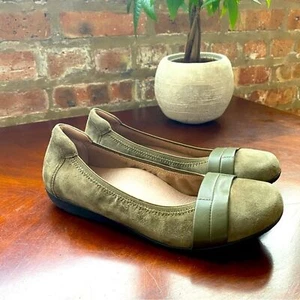 Abeo Tessa Flats Olive Green Suede Women's Size 8 Neutral Fit - Picture 1 of 6