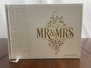 Mr. & Mrs. Our Wedding Guest Book, Inspired Verses, White Pearl Faux Leather