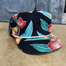 Vintage Blank Floral Hawaiian Style Rope Snapback Trucker Hat 80s 90s Retro GUC