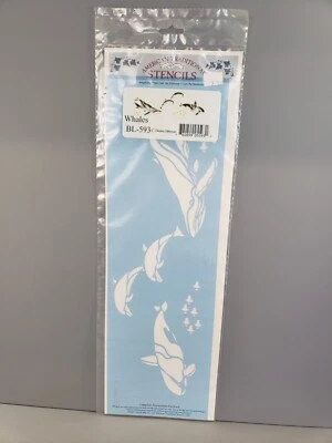 Plantillas de pared Americanas tradicionales azules cortadas con láser ballenas BL-593 NUEVAS EN PAQUETE Foto 1 de 4