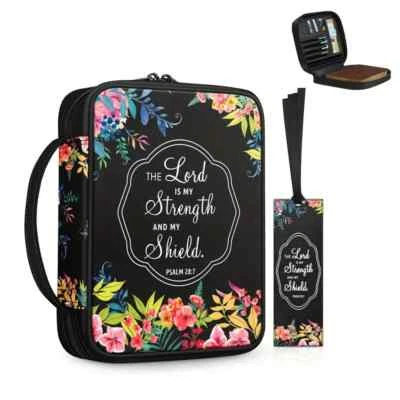 FINPAC Floral Bible Cover w/A Bookmark Carrying Bible Book Case Church Bag with Handle
