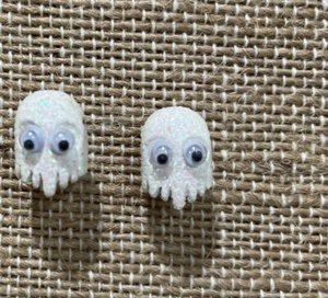 Ghost Stud Earrings in White Spooky Cute Halloween Jewelry for Women - Picture 1 of 2