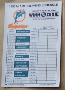 Miami Dolphins Magnet Schedules for 1995, 1996, 1997 & 1998 - Picture 1 of 4