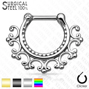 Laced Edge Tribal 316L Chirurgenstahl Septum Clicker Nasenring 16g - Bild 1 von 9