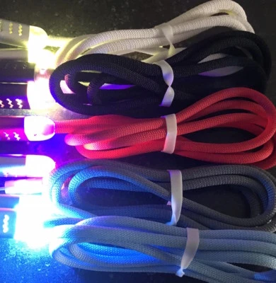 3FT LED GLOW LIGHT-UP data sync charger cable FOR apple samsung htc lg micro USB - Image 1 of 4