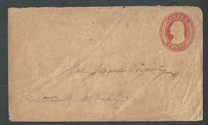 1853-1885 U10 3c Red On Buff Unposted Entire Addressed No Flap Cats $75. - Picture 1 of 1