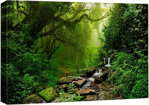 24"x36"-Green Forest Landscape Wall Art Nature Canvas Print - Picture 1 of 5