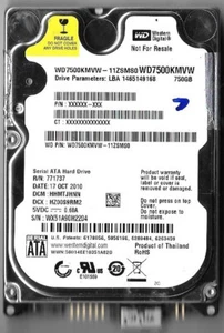 Western Digital WD7500KMVW-11ZSMS0 750GB USB Hard Drive DOESN'T DETECT FOR PARTS - Picture 1 of 2