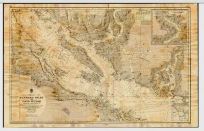 VINTAGE ADMIRALTY  CHART. No.579. BURRARD INLET to CAPE MUDGE. 1951 Edition. - Image 1 of 4