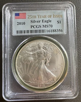 American Eagle 2010 graduación profesional MS69 plata 25 aniversario Foto 1 de 3