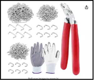 Angled Head Hog Ring Pliers & 360 Pieces Galvanized Hog Rings Professional Uphol - Picture 1 of 6