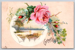 AK Gruß Seeszene Rosen geprägt 1908 - Bild 1 von 2