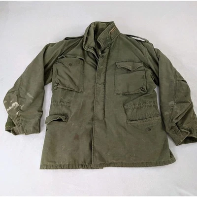 Винтажный армии США M-65 поле куртка пальто вкладыш OG-107 Вьетнам 70-х см. измерения - Изображение 1 из 4