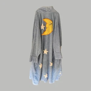 Vintage Canyon Group Blue Chenille Moon Stars Print Whimsical Plush Robe - Picture 1 of 4