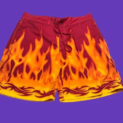 Шорты для плавания без границ 38 Fire Flame Tribal Y2K гранж - Изображение 1 из 4