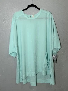 Melissa McCarthy Seven 7 Top Hi-Low Tunic Blouse Top Plaid Crepe Tee Plus Sz 1X - Picture 1 of 9