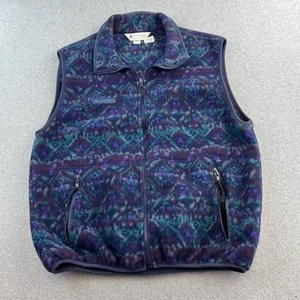Vintage Columbia Vest Mens Large Blue Purple Geometric Sleeveless Full Zip Adult - Picture 1 of 12