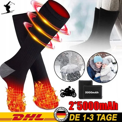 YOUKUKE Beheizbare Socken 5000mAh USB Akku Beheizte Socken Fußwärmer Unisex Heizsocken