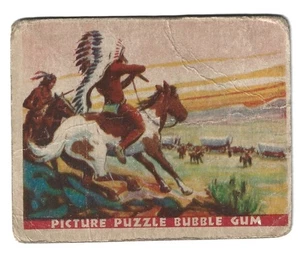 1933 GUM INC. PICTURE PUZZLE WILD WEST #3 WAGON TRAIN ATTACK F-G L@@K - Picture 1 of 2