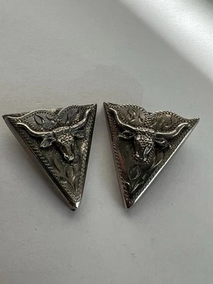 Vintage Man’s 925 Sterling Longhorn Shirt, Classic Collar Tips ￼ - Image 1 of 4