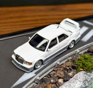EY HKM 1:64 White 190E W201 2.5-16 Evo II Sedan Sport Model Diecast Display Car  - Picture 1 of 3