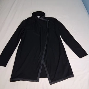 Helmut Lang Sonar Lana Cuero Palanca Cárdigan Suéter Chaqueta Negro M Lagenlook  - Imagen 1 de 20