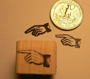 P24 Pointing finger, hand miniature rubber stamp  - Picture 1 of 2