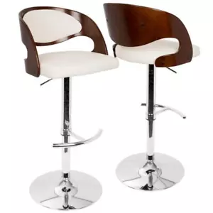 Lumisource Bar Stool 33" Adjustable Height, Cushioned Faux Leather Cherry/White - Picture 1 of 4