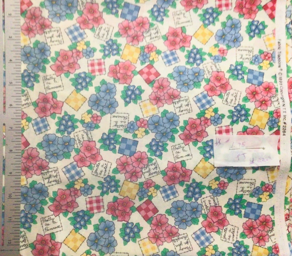 Fabric Traditions Violet Primrose Floral Patchwork Fabric 1.75 Yards - Image 1 of 1