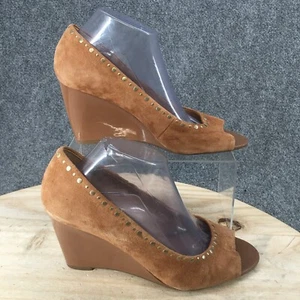 Franco Sarto Heels Womens 10 M Glitzy Casual Slip On Peep Toe Pumps Brown Suede - Picture 1 of 12