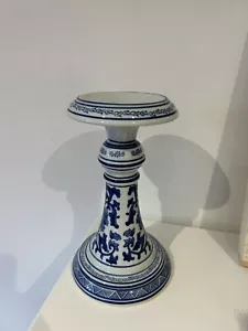 Chinese Chinoserie Blue White Floral Oriental Candlestick Large Porcelain China - Picture 1 of 5