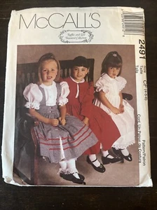McCalls 2491 Volantes Encaje Niñas Vestido Delantal Bolero Chaqueta De Colección Años 90 4-6 UC - Imagen 1 de 5