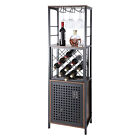 VEVOR Industrial Bar Cabinet Wine Bar Home Table with Wine Rack & Glass Holder