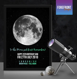 Personalised moon phase print - perfect gift engagement/anniversary/valentines - Picture 1 of 4