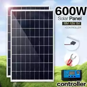 Kit Pannello Solare 12V Completo Capacità 600W Policristallino Alimentazione USB Portatile - Foto 1 di 30