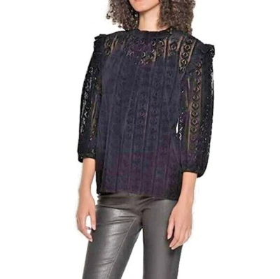 WALTER BAKER Top de encaje superpuesto de cuello alto de terciopelo negro para mujer talla M con camiseta sin mangas incorporada Foto 1 de 4