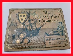 Vintage Tre Caftles Sigarette Latta W.D. & H.O. Wills Bristol 50 Custodia in latta per sigarette - Foto 1 di 3